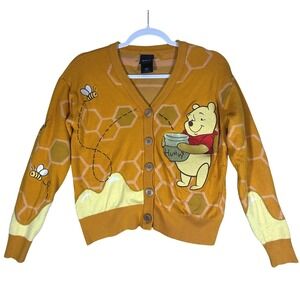 Disney Winnie the Pooh BoxLunch Honeycomb Bees Cardigan Sz XS Mustard 31130459